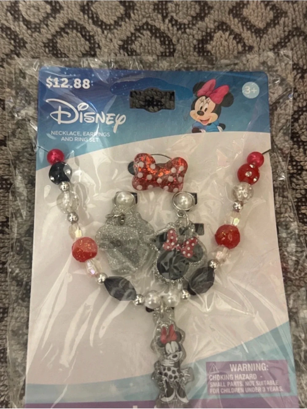 Disney Kids Minnie Mouse Pink, Red & Silver Jewelry Set